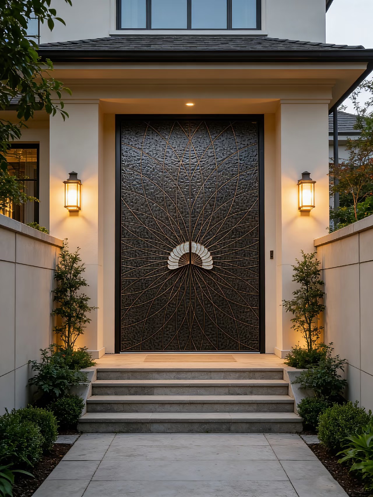 TINNO 鎏金放射入户门｜以光影艺术，镌刻当代大宅的奢雅威