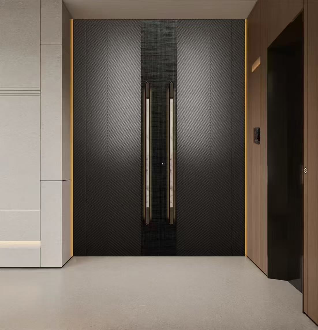 TINNO 意式斜纹入户门｜以光影肌理，重构高端私宅的极简威