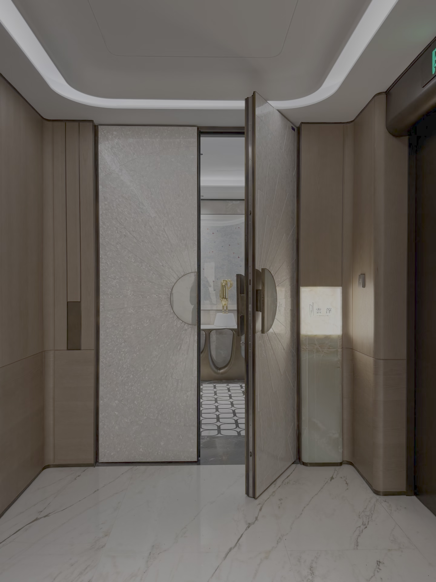 TINNO 奢石放射纹入户门｜以光影艺术，镌刻高端私宅的雅致