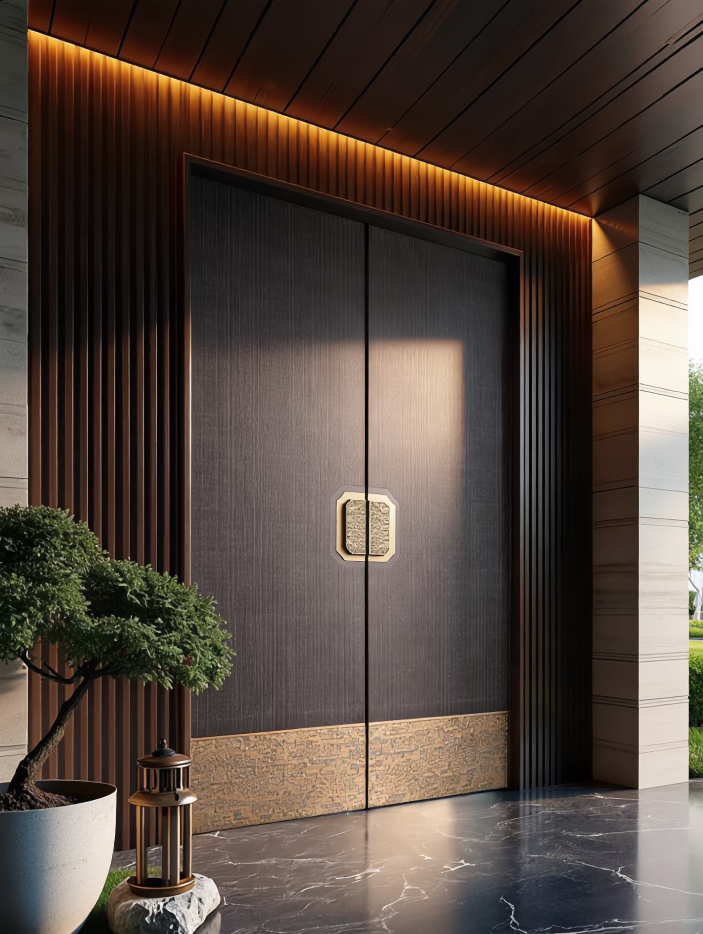 TINNO 新中式铜韵入户门｜以东方匠艺，镌刻当代大宅的威仪