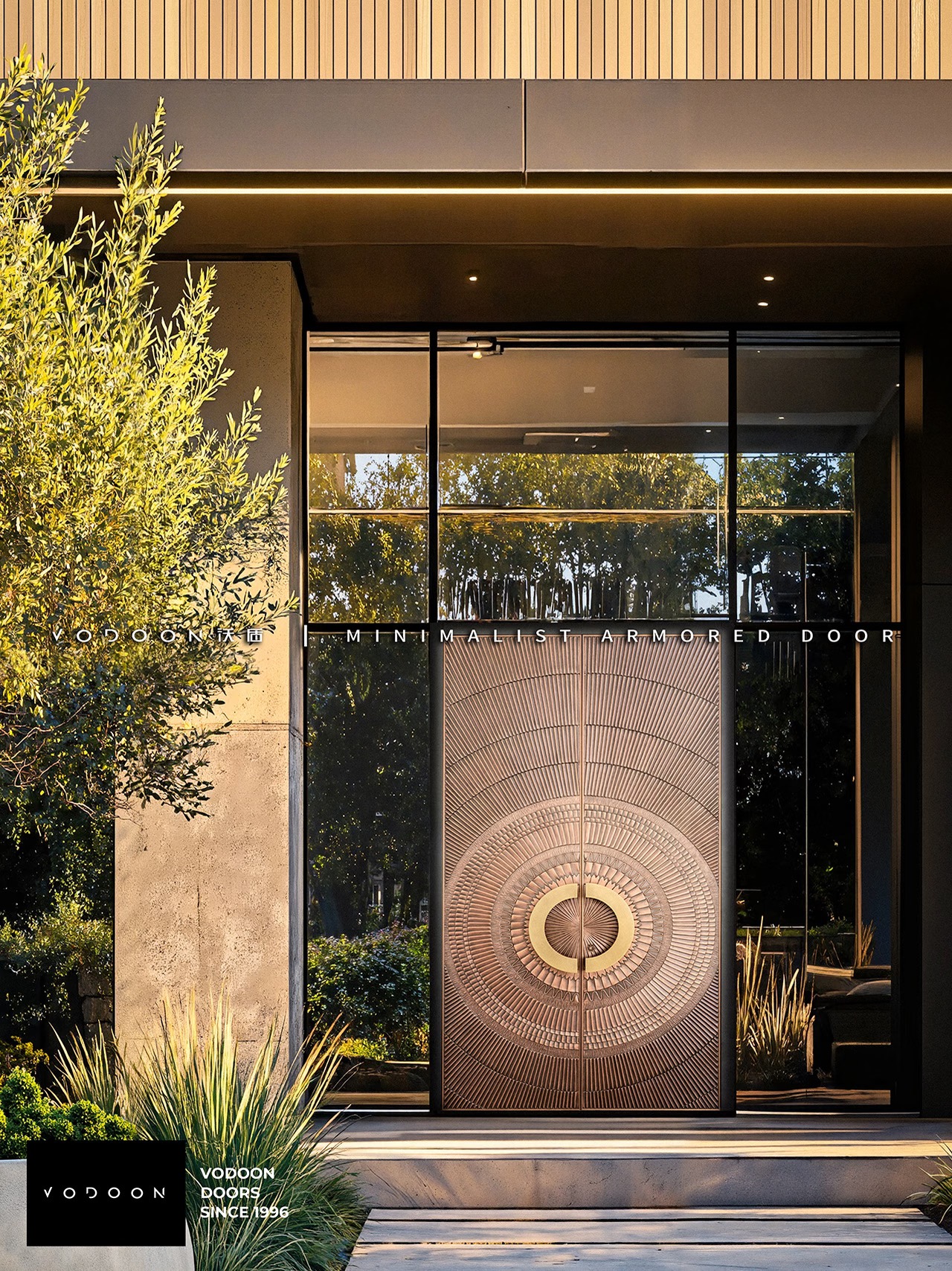 TINNO 铜艺放射纹入户门｜以光影肌理，镌刻当代豪宅的艺术