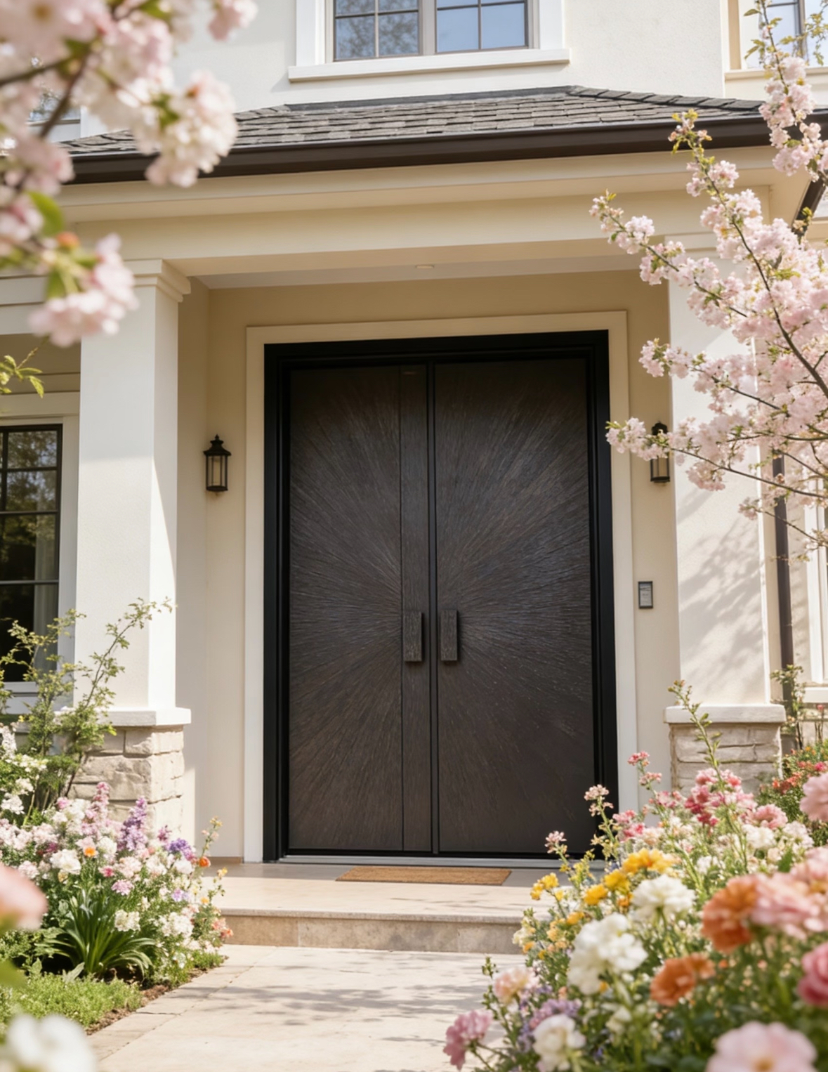 TINNO 黑檀纹放射肌理双开门｜以静奢美学，为美式宅邸打造